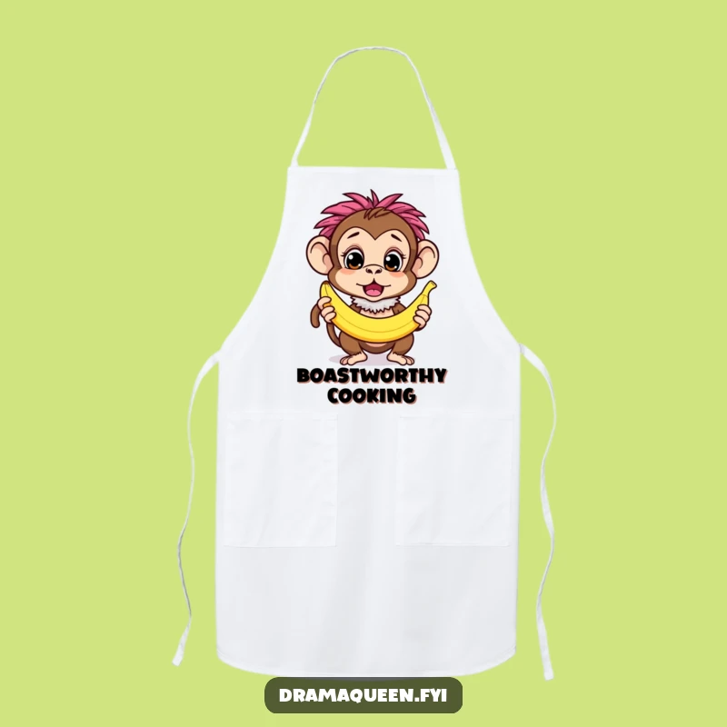 Funny Monkey Boa Apron - Chef's Quirky Flair for a Hilarious Kitchen