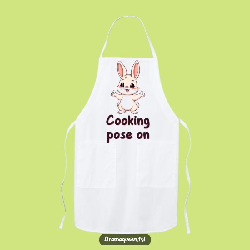 Funny Bunny Pose Apron: Cook with Playful Flair and Humorous Style
