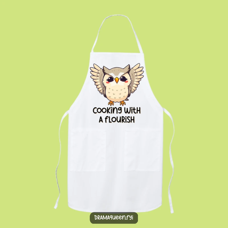 Funny Dramatic Owl Apron - Hoot Your Way Through the Kitchen