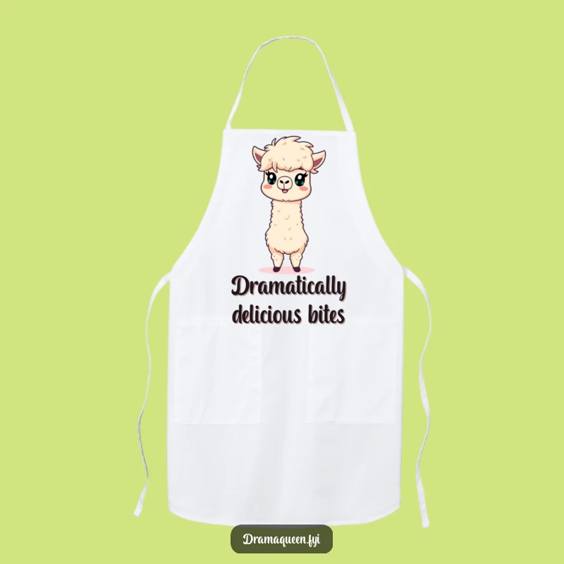 Funny Alpaca Apron: Dramatic Cooking Pose for Kitchen Fun