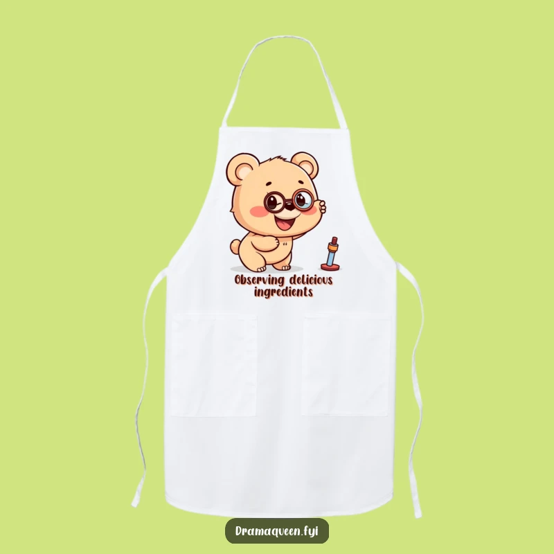 Funny Bear Cub Monocle Apron - Dapper Kitchen Wear for Foodies
