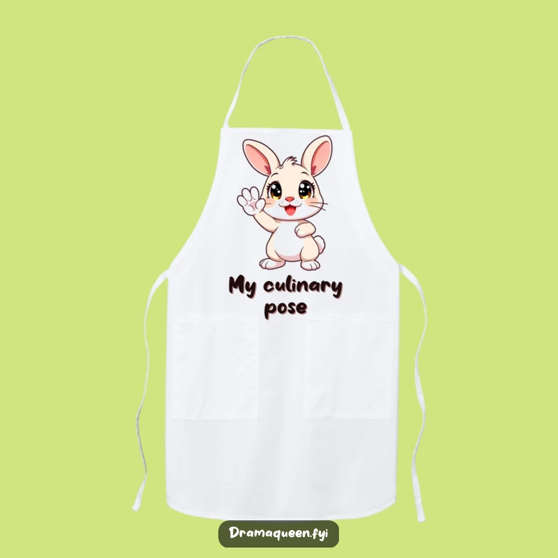 Funny Bunny Cooking Apron: Cute Character Pose Chef Apron, Hilarious Kitchen Gift