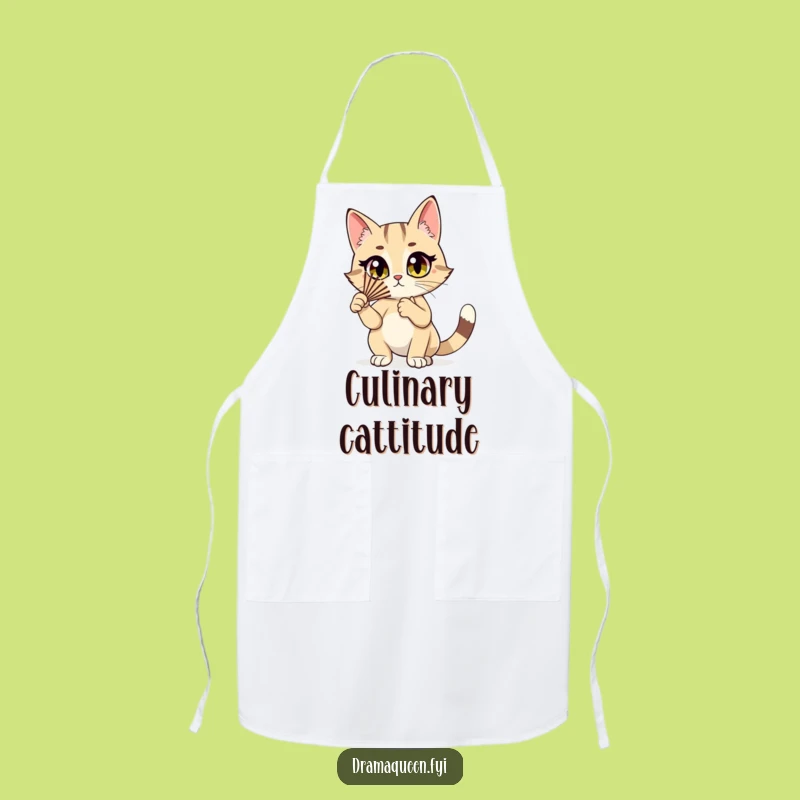 Funny Cat Fan Apron: Stylish Cat Fluttering Fan, Kitchen Drama, Hilarious Gift