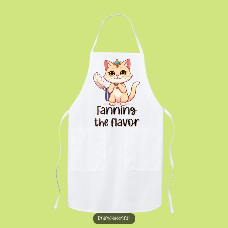 Funny Cat Fanning Apron: Dramatic Kitchen Gear for Regal Chefs!