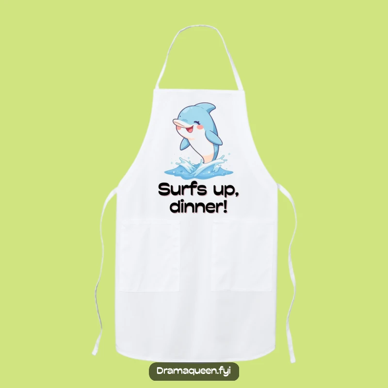 Funny Dolphin Apron - Playful Grinning Dolphin Funny Gift for Kitchen Whiz