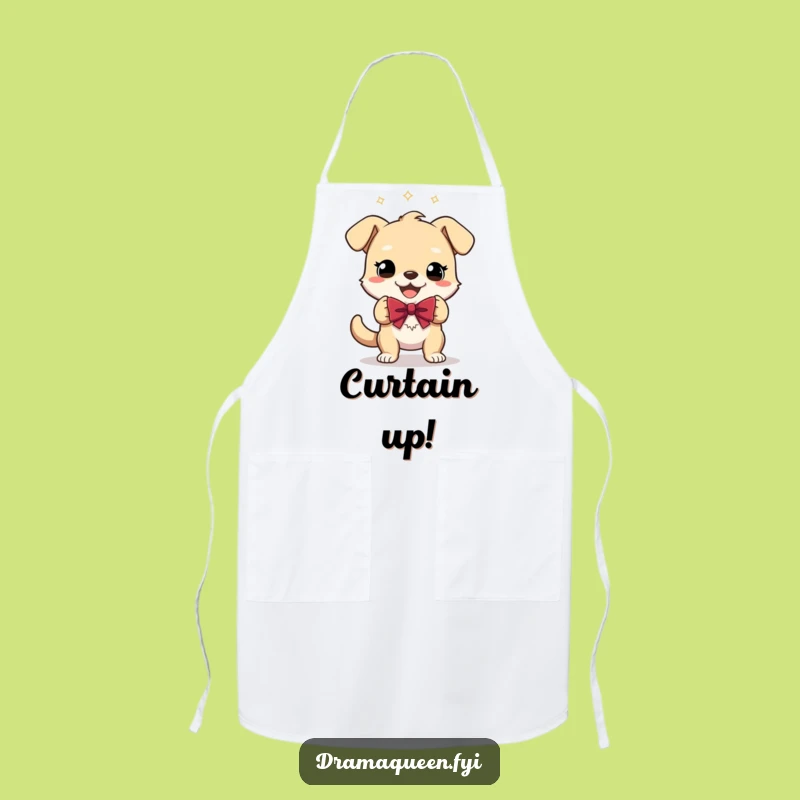 Funny Gleeful Dog Bow Apron: Chef Character Outfit for Theatrical Cooking