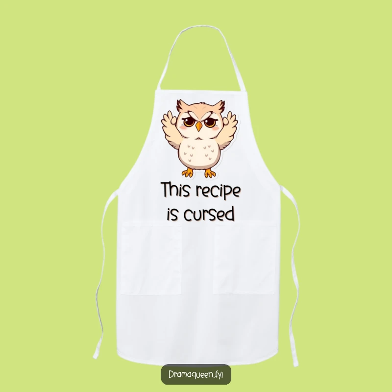 Funny Kitchen Apron: Dramatic Owl Hands Up Funny Gift
