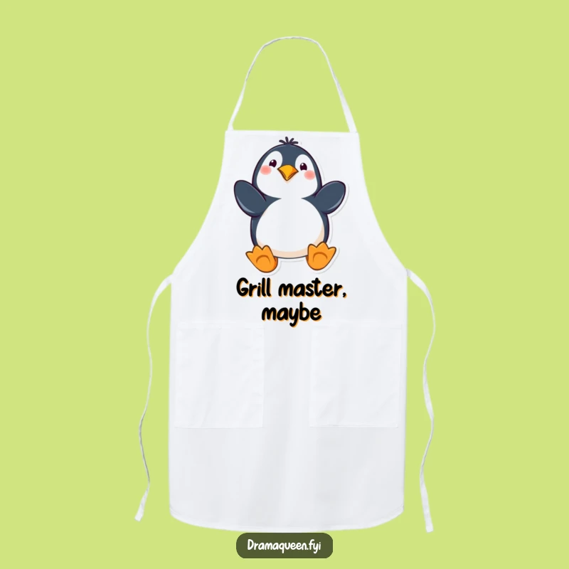 Funny Penguin Apron: Dramatic Pose, Flippers Out, Hilarious Kitchen Gift