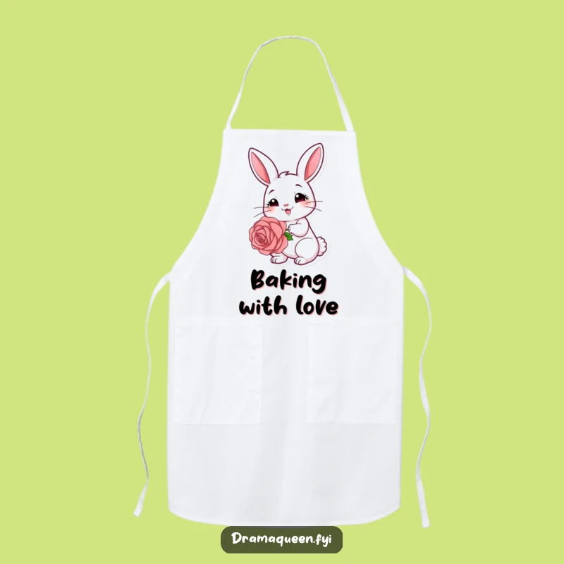 Funny Rabbit Rose Apron: Cute Bunny Kitchen Wear, Romantic & Funny Gift