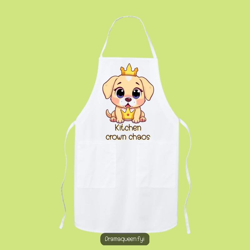 Funny Surprised Puppy Apron: Kitchen Surprise, Crown Drop, Great Gift