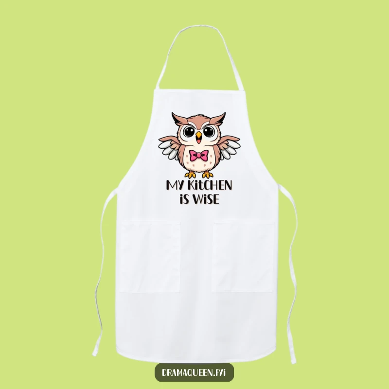 Funny Triumphant Owl Bowtie Apron - Wise Kitchen Wear for Chefs