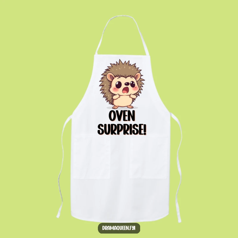 Funny Hedgehog Apron: Shocked Pose, Curious Surprise, Hilarious Kitchen Gift