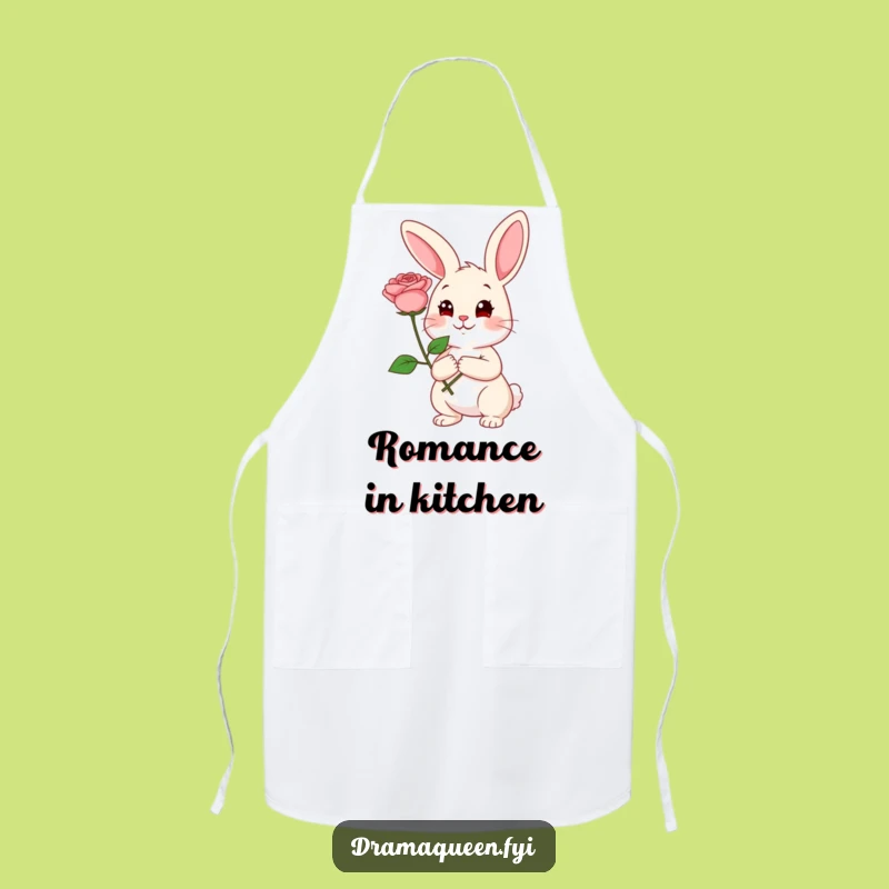 Funny Rabbit Rose Apron: Coy Expression, Kitchen Romance Gift