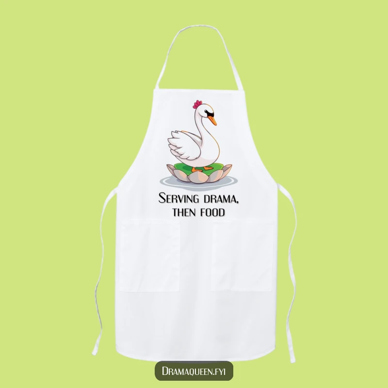 Funny Swan Diva Apron - Dramatic Pose Kitchen Elegance Funny Gift