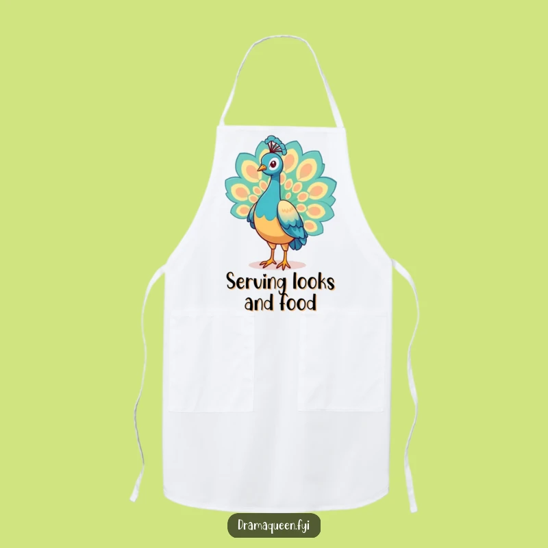 Funny Kitchen Apron: Proud Peacock Feather Design Funny Gift