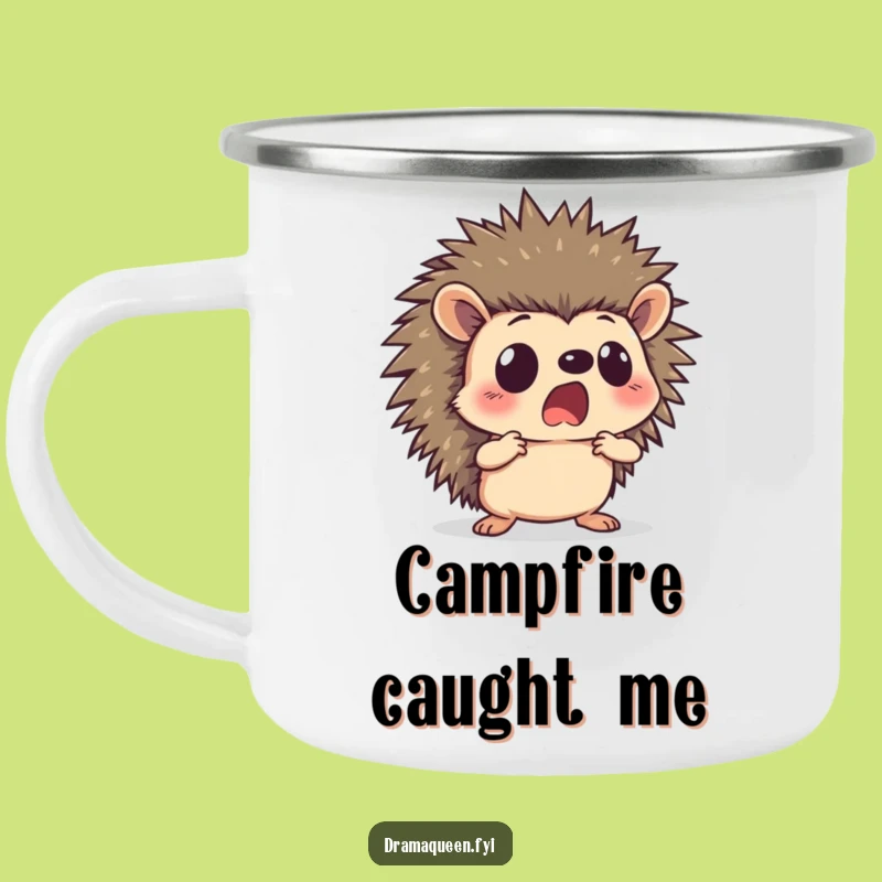 Funny Hedgehog Camping Mug: Shocked Pose, Cozy Surprise, Rugged & Hilarious