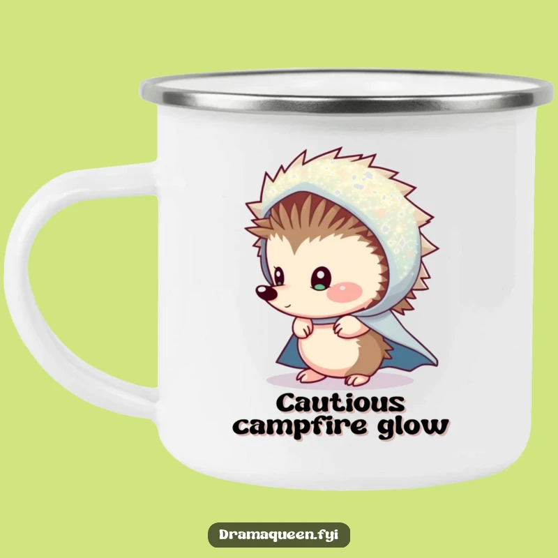 Funny Shy Hedgehog Cape Camping Mug: Durable & Mysterious Outdoor Mug, Great Funny Gift