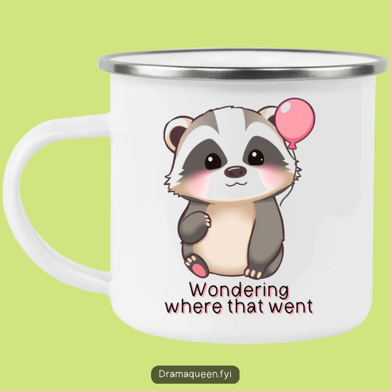 Funny Badger Balloon Camping Mug - Adventure with a Thoughtful Twist
