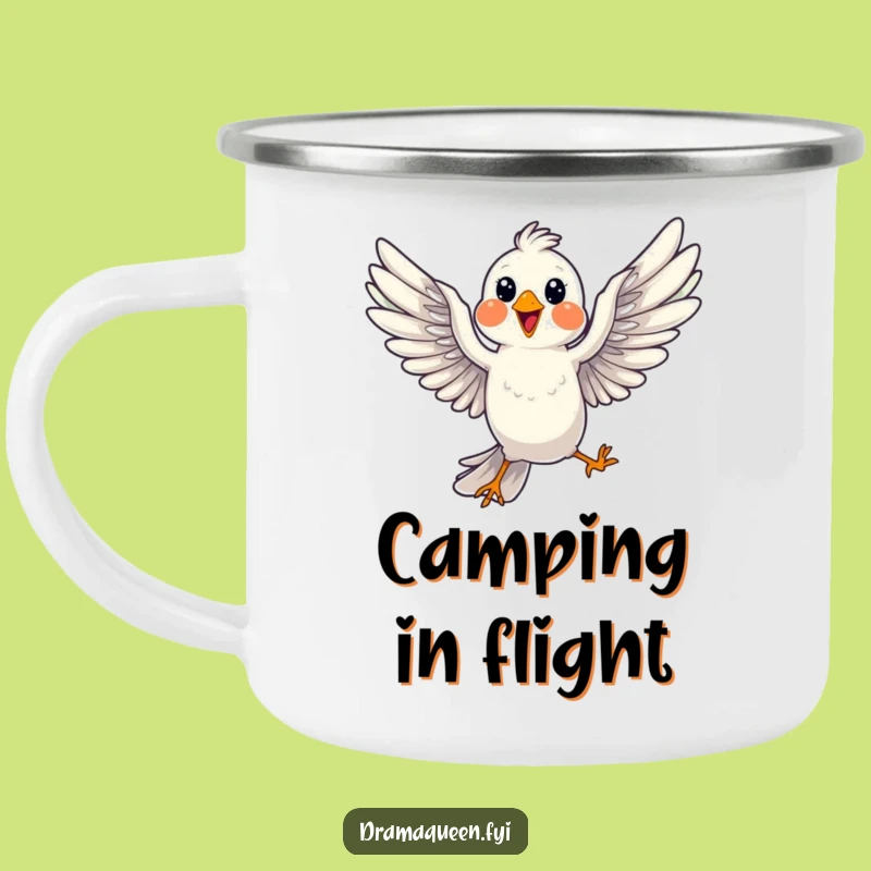 Funny Bird Pose Camping Mug: Cheerful Flight on Outdoor Adventures