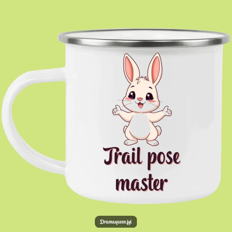Funny Bunny Pose Camping Mug: Playful Adventures with Dramatic Flair