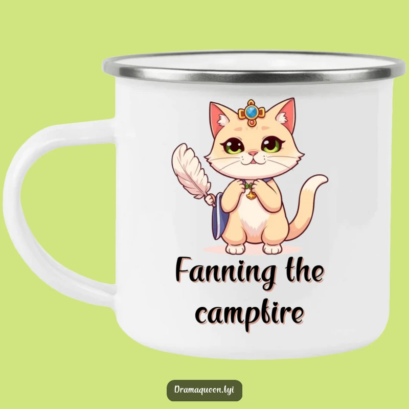 Funny Cat Fanning Camping Mug: Dramatic Outdoor Companion for Regal Adventures!