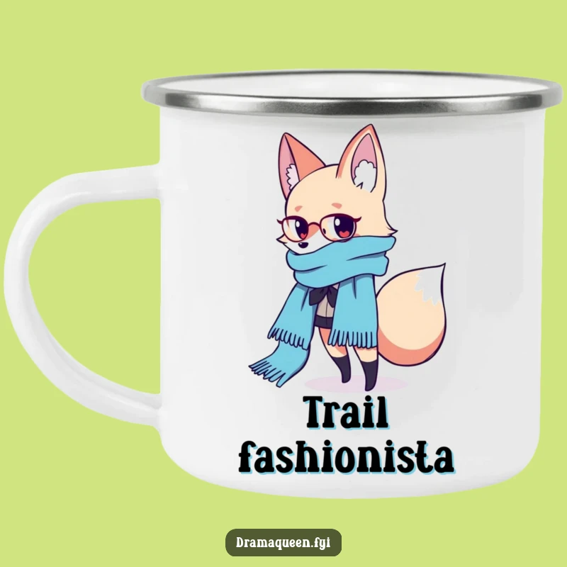 Funny Fashion Fox Scarf Camping Mug: Stylish Adventures, Perfect Funny Gift