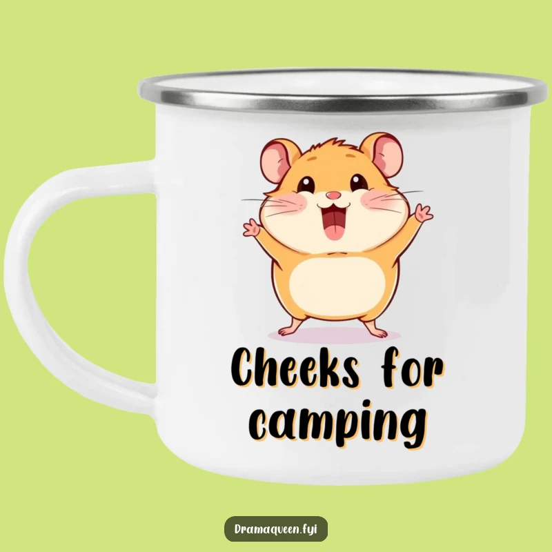 Funny Hamster Pose Camping Mug: Dramatic Puffs on Outdoor Adventures