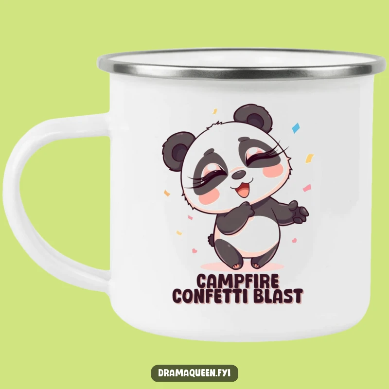 Funny Panda Confetti Camping Mug: Exaggerated Flair, Outdoor Fun Gift