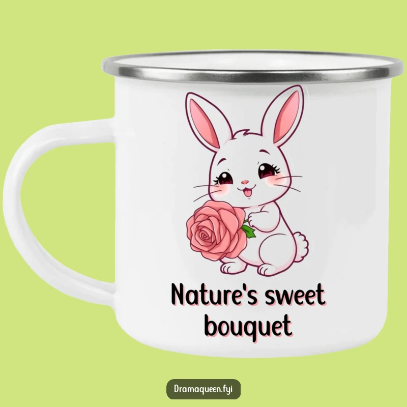 Funny Rabbit Rose Camping Mug: Durable Bunny Mug, Outdoor Romance Funny Gift
