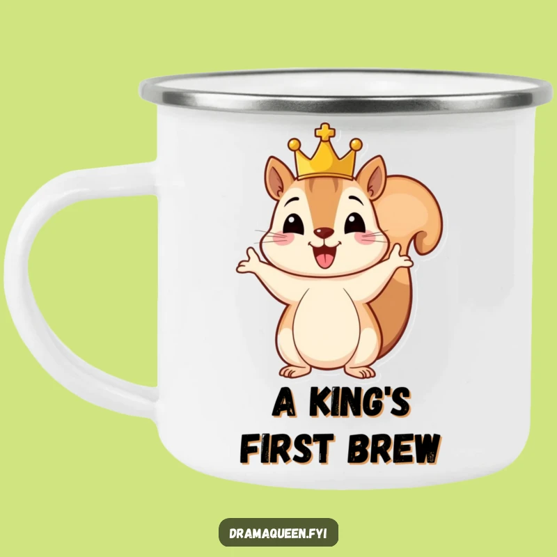 Funny Royal Squirrel Camping Mug: Rugged Crowned Rodent for Outdoor Adventures, Hilarious Gift