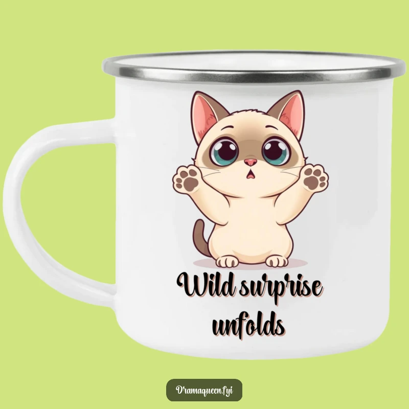 Funny Siamese Cat Camping Mug: Surprise Paws Outdoor Funny Gift