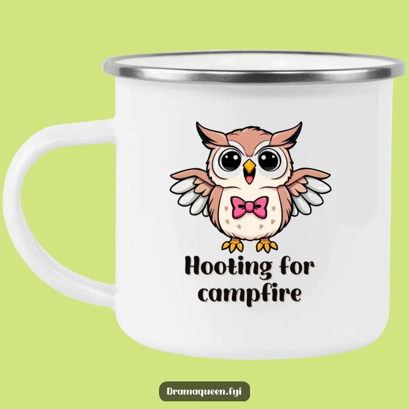 Funny Triumphant Owl Bowtie Camping Mug - Rugged & Hilarious Wisdom