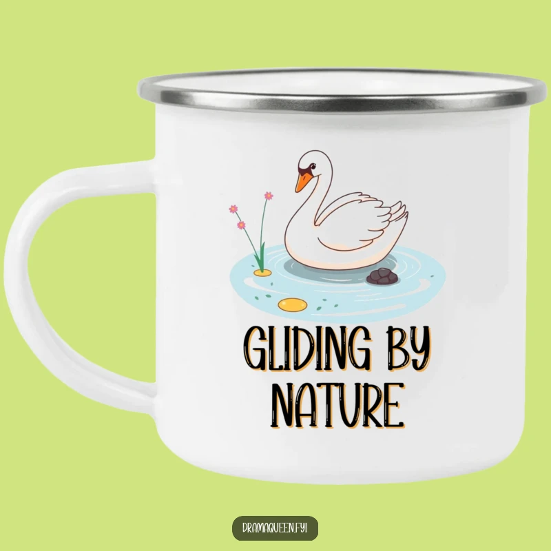 Funny Sassy Swan Camping Mug: Elegant Gliding Adventure Humor, Perfect Gift