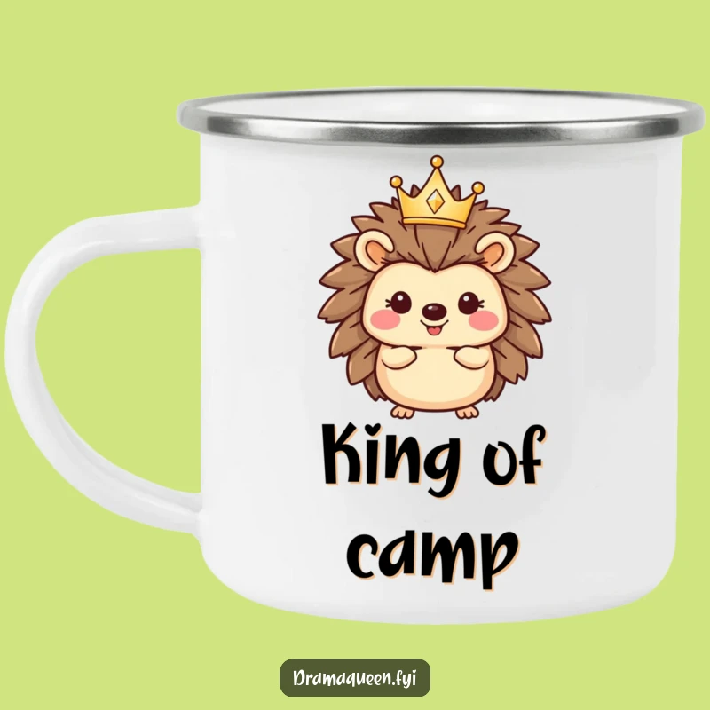 Funny Royal Hedgehog Camping Mug - Sparkly Crown Outdoor Drinkware Funny Gift