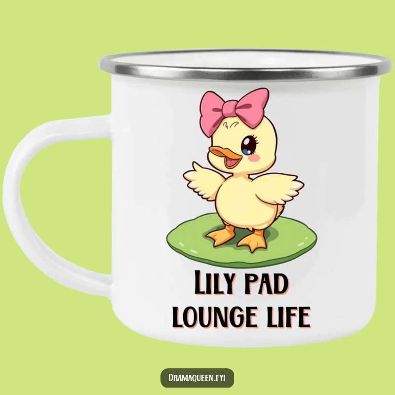 Funny Diva Duckling Camping Mug: Lily Pad Chic, Giant Bow Accessory