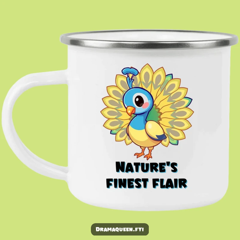 Funny Peacock Camping Mug: Dazzling Tail Fan Outdoor Funny Gift