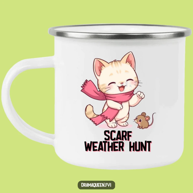 Funny Kitten Drama Camping Mug: Durable Enamel Cat Mug, Outdoor Funny Gift