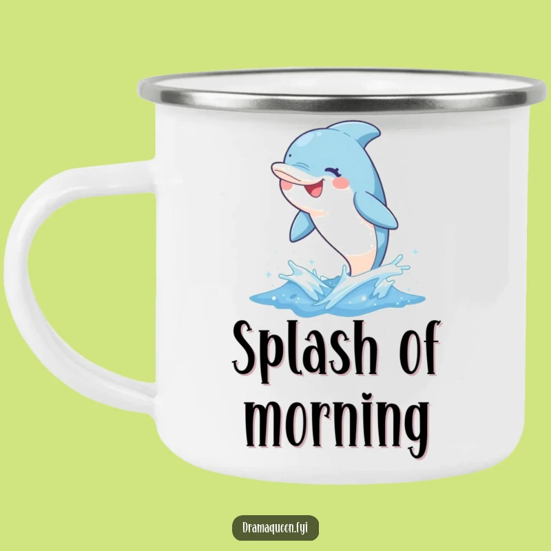 Funny Dolphin Camping Mug - Leaping Grin Outdoor Drinkware Funny Gift