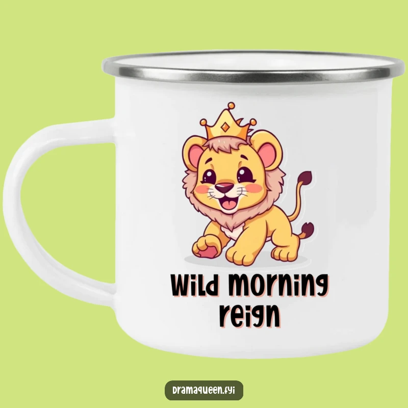 Funny Lion Cub Crown Camping Mug: Adventure Ready & Hilarious, Perfect Funny Gift!