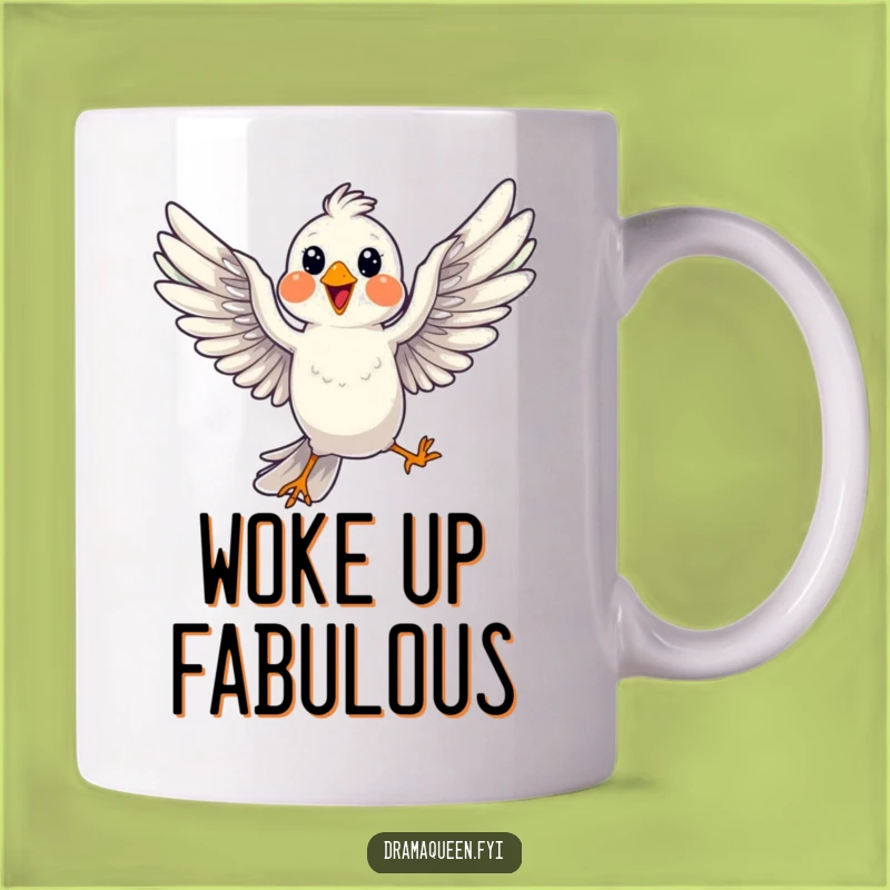 Funny Bird Pose Mug: Mid-Flight Drama for a Cheerful, Humorous Gift