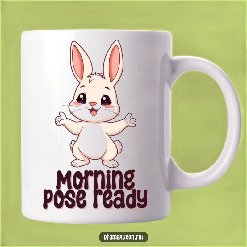 Funny Bunny Pose Mug: Playful Ears Perked for a Dramatic, Humorous Gift