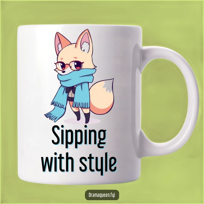 Funny Fashion Fox Scarf Mug: Chic Style, Perfect Funny Gift