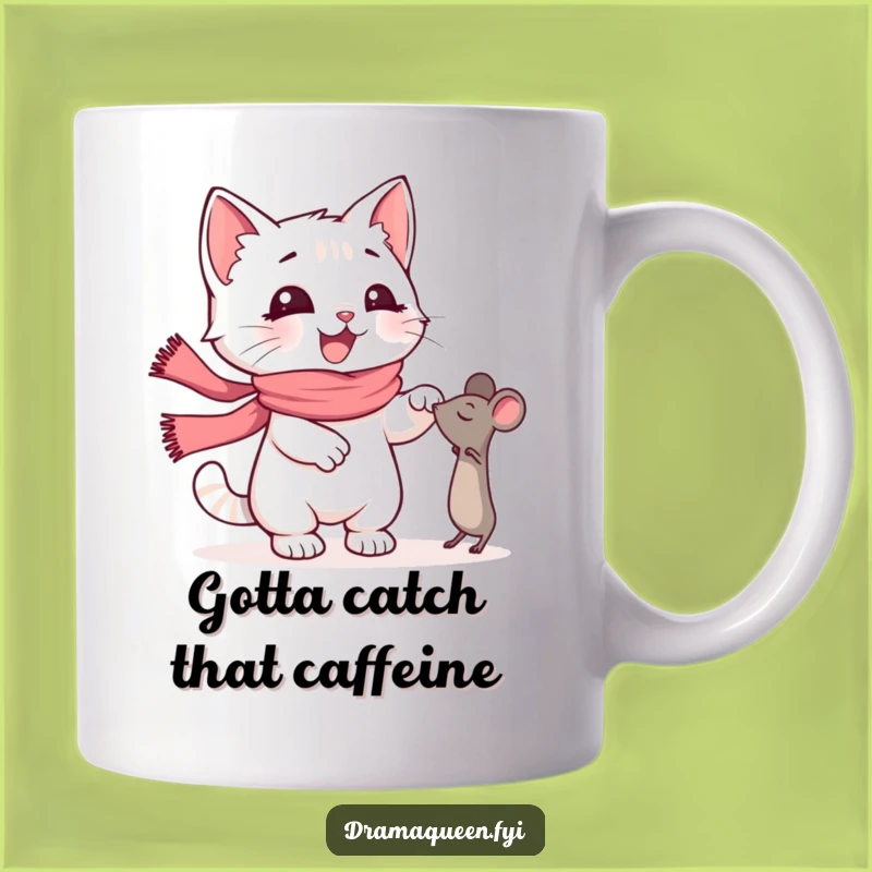 Funny Kitten Scarf Mug: Dramatic Mouse Chase, Perfect Funny Gift for Cat Lovers