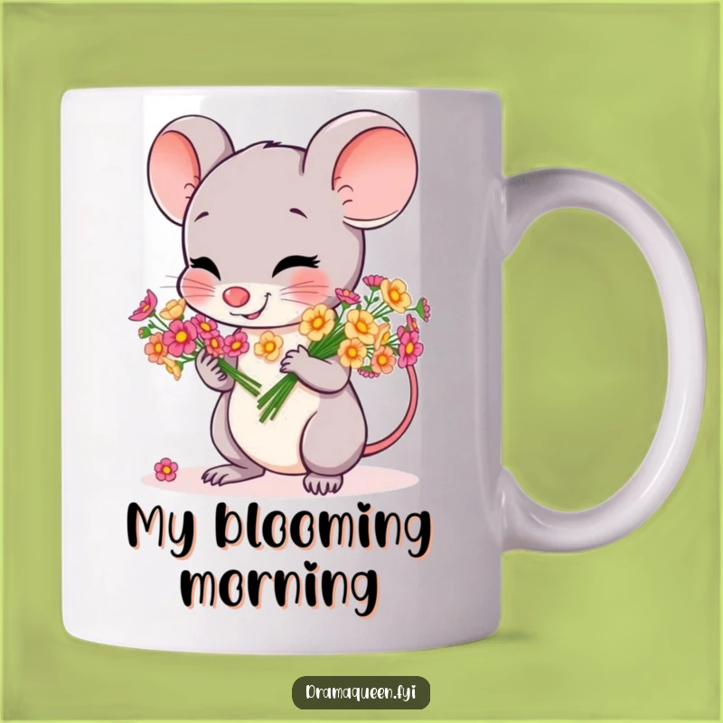 Funny Mouse Flower Mug: Cheerful Character Bowing, Perfect Thoughtful Funny Gift