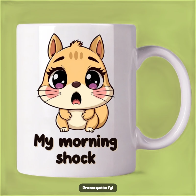 Funny Shocked Squirrel Mug: Wide-Eyed Character Gift for Surprising Moments