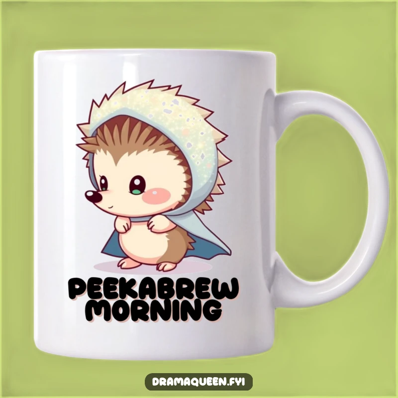 Funny Shy Hedgehog Cape Mug: Secretive Hero Design, Perfect Funny Gift for Introverts