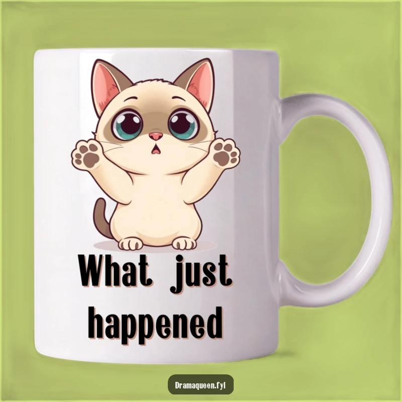 Funny Siamese Cat Mug: Surprised Paws Wide Eyes Funny Gift