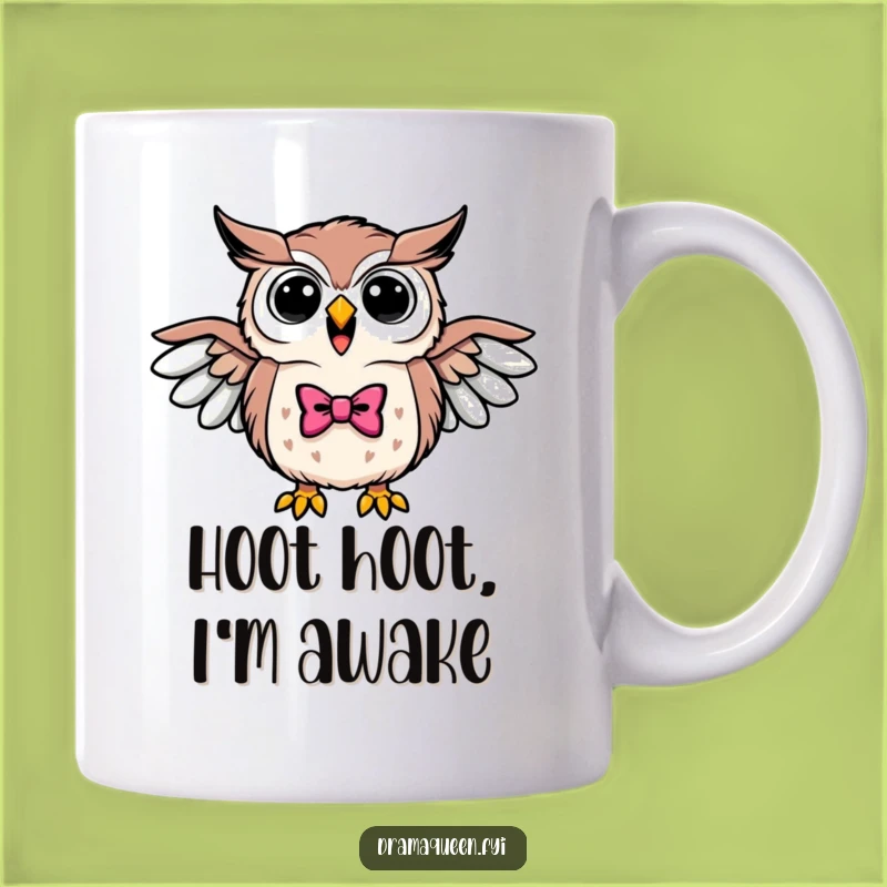 Funny Triumphant Owl Bowtie Mug - Hooting with Hilarious Joy