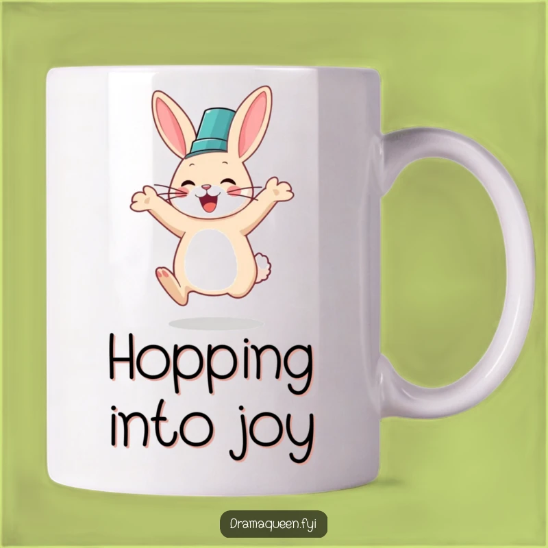 Funny Rabbit Fancy Hat Mug: Hilarious Joyful Jumps, Perfect Funny Gift!