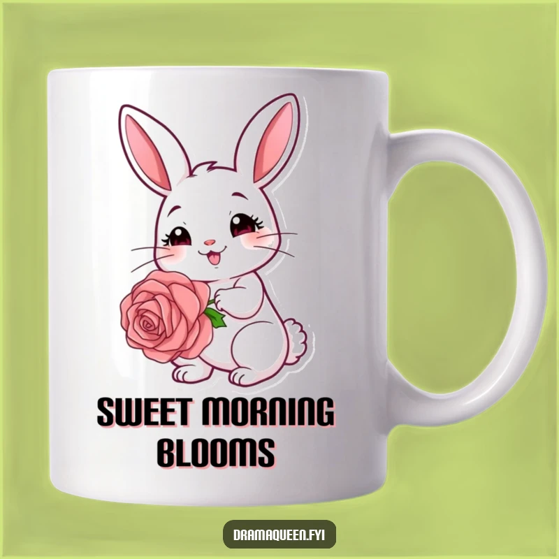 Funny Rabbit Rose Mug: Adorable Bunny Lover Gift, Sweet & Coy Funny Mug
